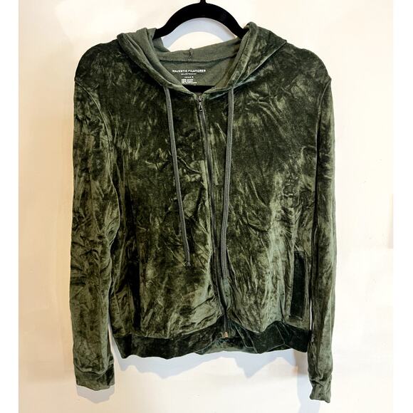 Majestic Filatures | Women's Velour Luxe Loungewear Set Olive Green Size 4 / L - Picture 3 of 14